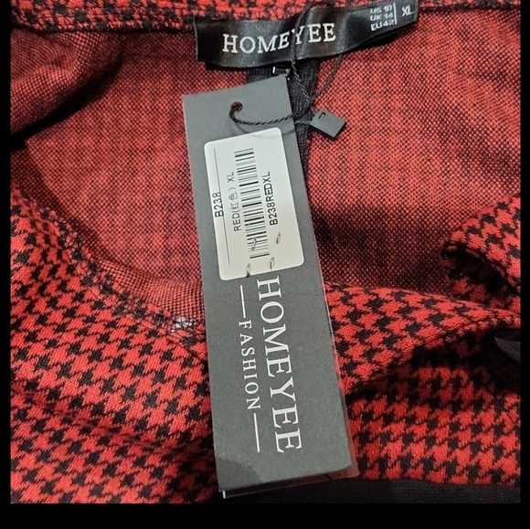 HOMEYEE Women's Retro Chic Colorblock Lapel Career Tunic Dress - Picture 12 of 14